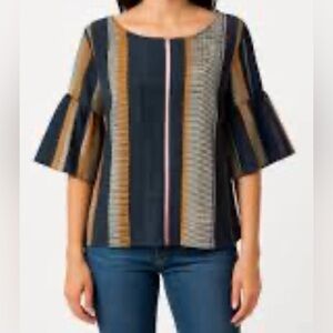 Anthropologie sz L Luella striped top Dolan Left Coast Collection Boho texture